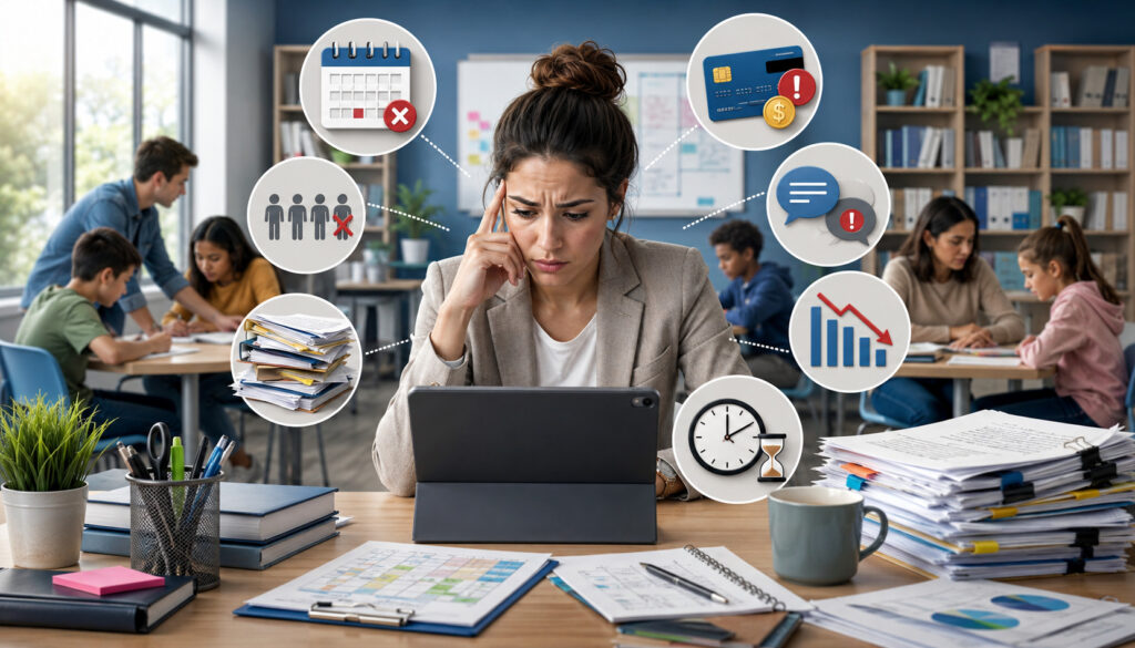 Tutor managing common scheduling and billing mistakes