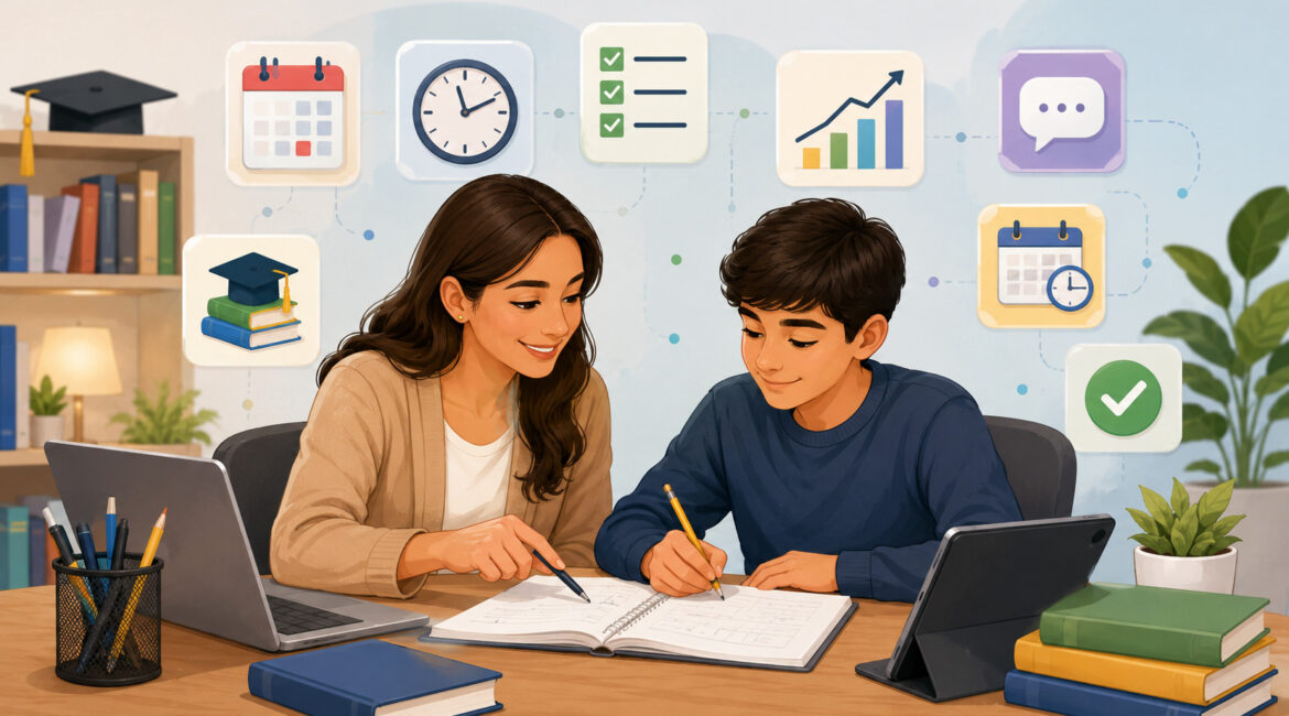 One-on-one tutor guiding a student during a personalized study session