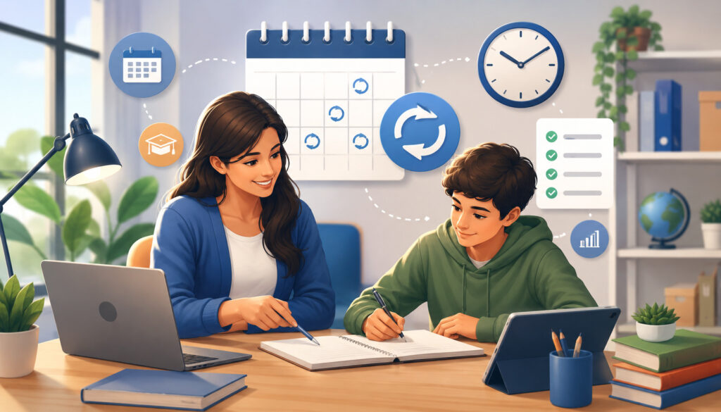 Tutor and student planning recurring tutoring sessions