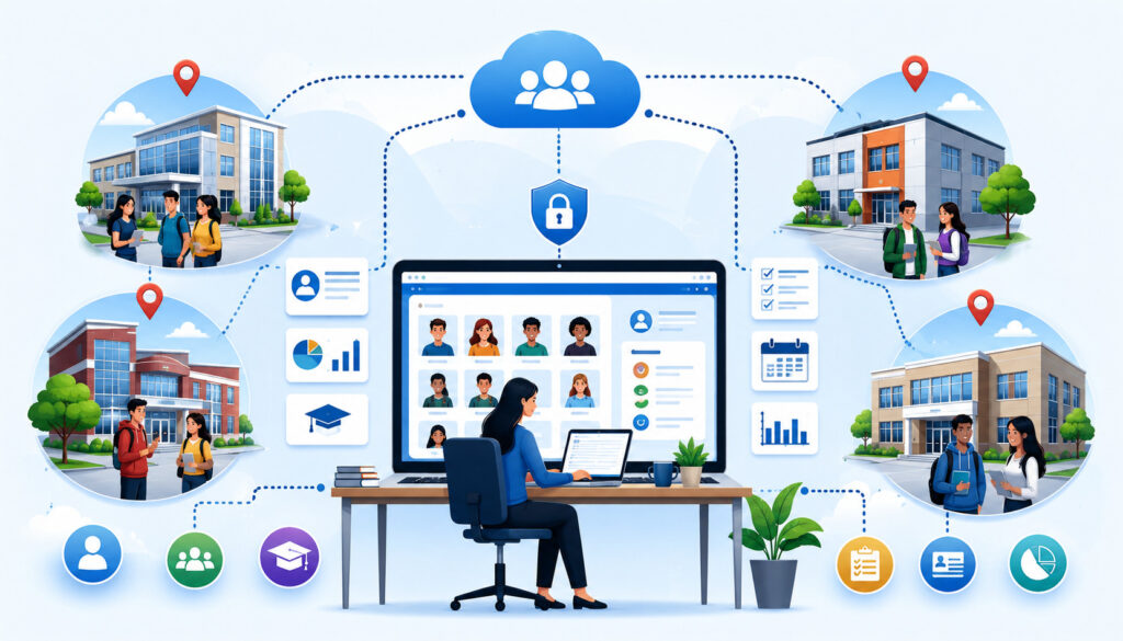 Student management across multiple learning locations