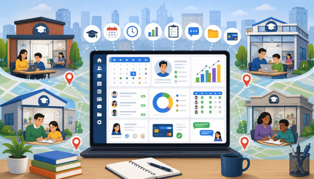 Tutoring software connecting multiple learning centers